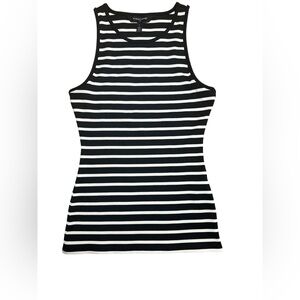 White House Black Market Ribbed Black and White Tank Top In Women's Size S